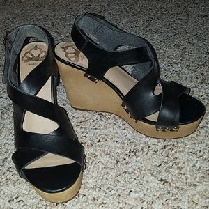 Worn once, black wedges